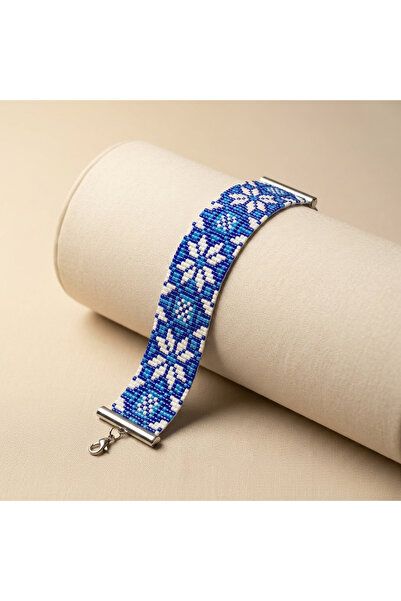Ezera Handwoven wide bracelet with Miyuki beads featuring a traditional Roman...