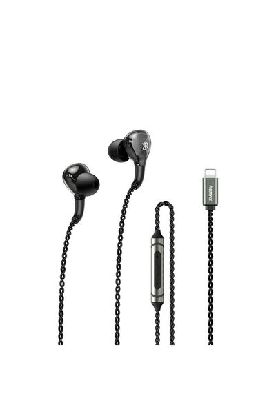 Remax Ακουστικά Metal Wired Lightning RM-616i Μαύρο