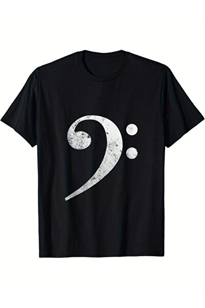 yiou trendy clothing تي شيرت رجالي من القطن الخالص مزين برسومات موسيقية