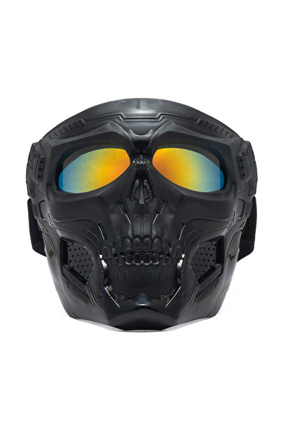 Choice8 Black 3 Cycling Colored Goggle Motorcycle Skull Skeleton Mask Windpro...