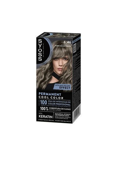 Syoss Permanent hair dye for cool shades PERMANENT COOL COLOR 6.46 dark ash b...