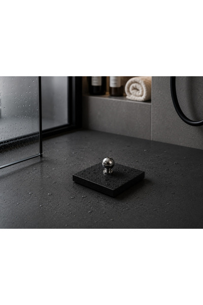 SIRÉ Studio Siyah Minimal Taş Dokulu Kare Banyo Gider Kapağı 10x10 cm – Krom ...