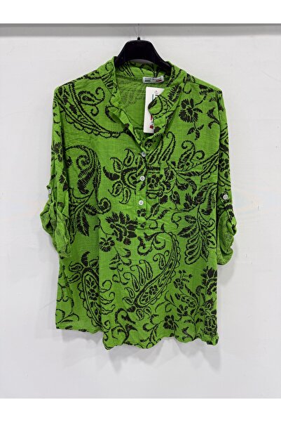 della moor Women's Green Italian Ethnic Shawl Pattern Dominant Collar Folded ...