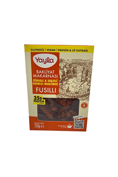 Yayla Kinoalı Sebzeli Kırmızı Mercimekli Fusilli Makarna 250 G.