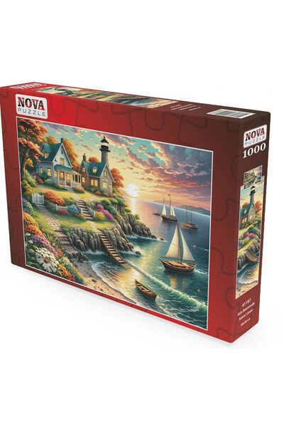 Nova Puzzle 1000 Piece Calm Harbor at Sunset Puzzle - 41197 - Lighthouse
