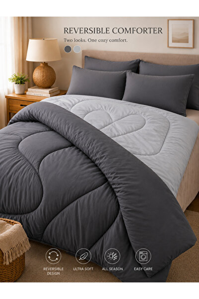 HOME AURAA Cozyflip Reversible Comforter Set -Microfiber Fabric, Soft Fiber s...
