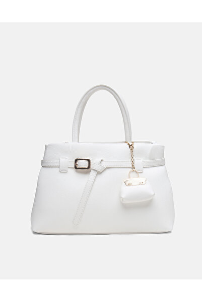 vitruna Noir Elegance Tote Elden Tutmalı ve Omuz Askılı Beyaz Kadın Çantası