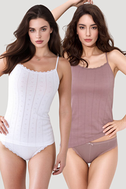 Pearlune Women's 2-Piece String Strap Tank Top & Panties Underwear Set - 100%...