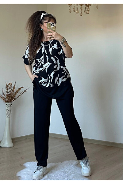 AZRA BUTİK White Wave Pattern Woven Set