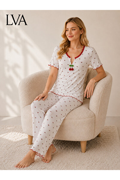 LVA Kiraz desenli pijama takımı