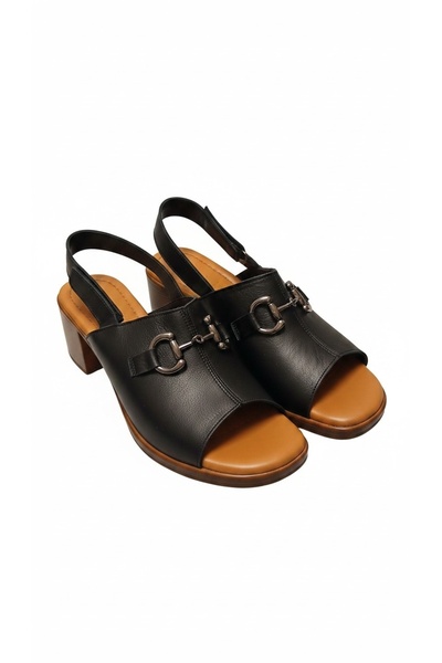 ALDİ Sandale cu toc din piele naturală pentru femei, model casual elegant, 6 ...