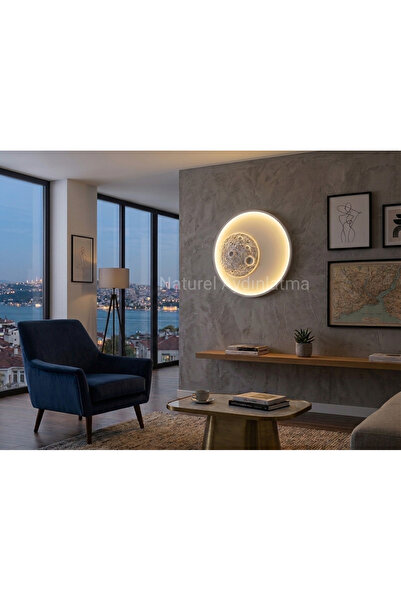 N Naturel Aydınlatma 50cm Ay Tasarımlı Modern LED Tavan & Duvar Lambası - 3 R...