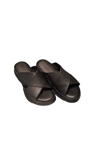ALDİ Genuine Leather Sandals Slippers Cross Model Soft Sole Soft Leather Styl...