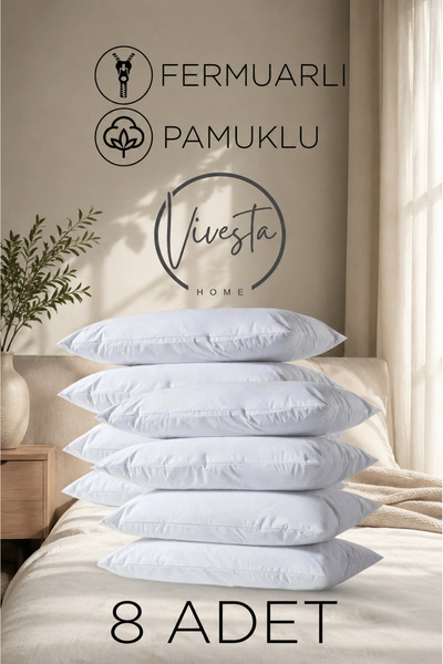 Vivesta Home 8-Piece White Zippered Pillowcase Set 50X70 cm – Soft Textured, ...