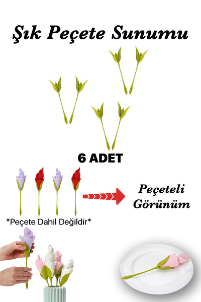 TEKNETSTORE Çiçek Şekilli Peçete Katlama Aparatı Yemek Ve Sofra Dekorasyon Su...