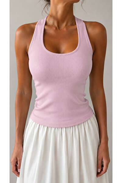 bysezerozer Neck-High Tippled Bluz Tank Top
