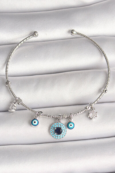 northcity n Evil Eye Bead Charm Bracelet - Brass Silver Zircon Stone Daily Fa...