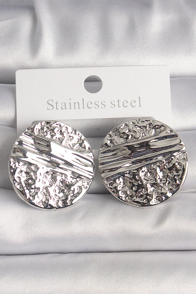Generic Brand Brass Silver Color Embroidered Circle Plate Model Women's Earri...