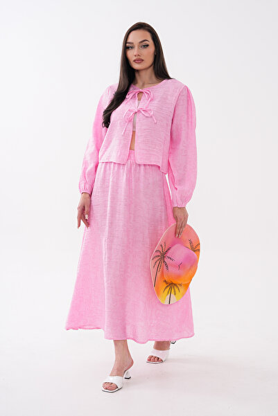 Mega Life Pre-Tieded Jacquard Knitted Skirt Suit