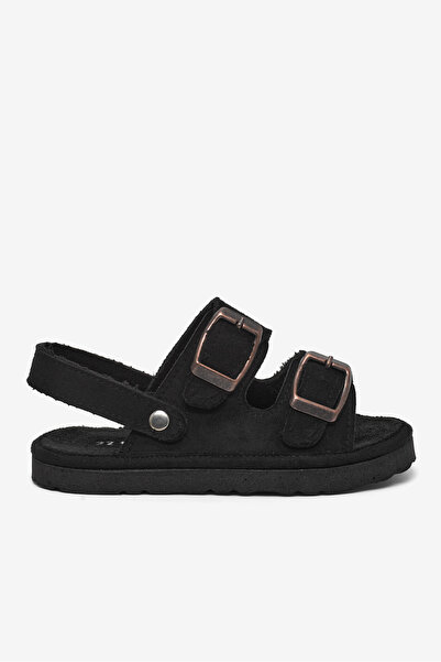 Tonny Black Çocuk Unisex Siyah Rahat Kalıp Çift Tokalı Bebe Paitk Sandalet