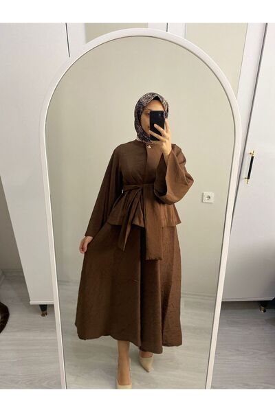 Cupra kraş etekli takım acı kahve