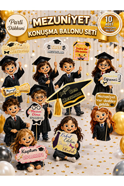 Parti Dükkanı Mezuniyet Konuşma Balonu 10 Adet - Paket 1