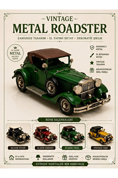 KOLAYEV Vintage Metal Roadster Dekoratif Araba Biblosu – El Yapımı Nostaljik ...