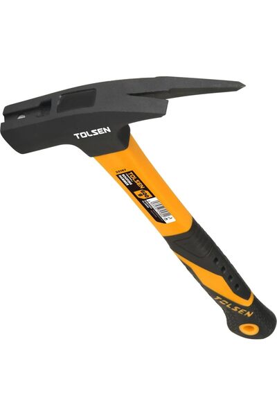 TOLSEN Milled Face Roofing Hammer with Shock Reducing Fiberglass Handle and T...