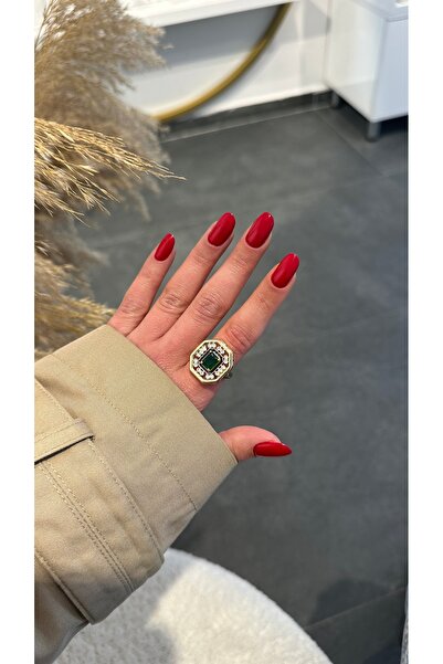 GLARE JEWELRY CO Tasarım Zirkon Taşlı Yeşil Baget Taşlı 14k Gold Renginde Par...