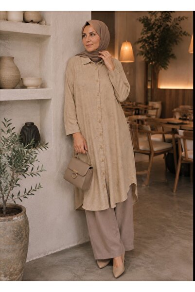 Budan Export Women's Floral Embossed Long Sleeve Loose Tunic Dress