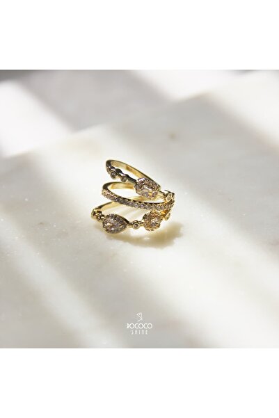 Rococo Shine Gold Taşlı Earcuff