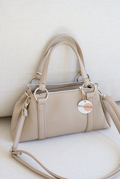 BAGLOVİS Women's Silver Ring Detailed Handbag Curved Design Stylish Daily Sho...