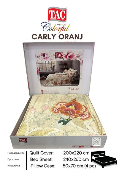 Taç CARLY ORANJ DIJITAL SATEN CIFT KISILIK NEVRESIM TAKIMI