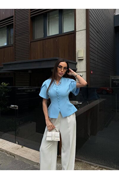 LOKADI Jachetă peplum cu detalii din dantelă pentru femei - Jachetă elegantă ...