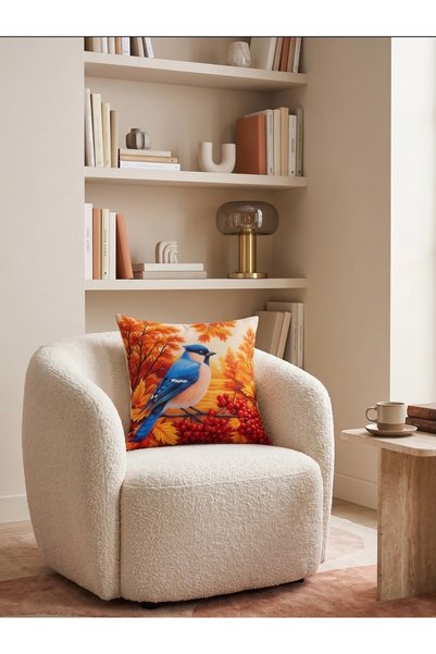 MİNOZA Digital Printed Bird Patterned Design Decorative Throw Pillow Cover 1 Piece