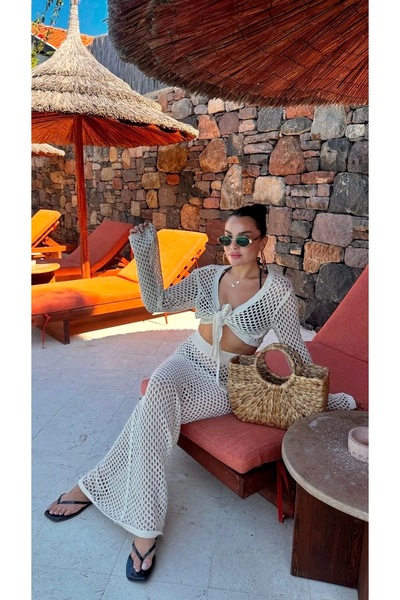 TOFAN TRİKO Set de plajă din tricotaj model Marina