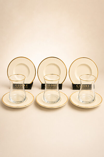 Sudedi Home Gold Gilded 6-Person 12-Piece Cream Tea Set
