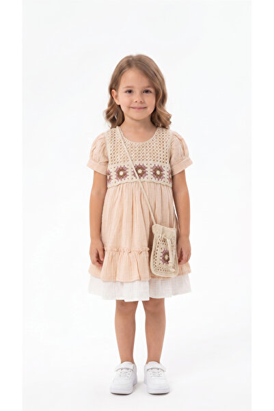 Mışıl Kids Knitted Patterned Bagged Girl's Dress