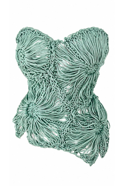 OEM Handmade Mint Green Corset – Elegant Crochet Bustier for Cocktail Outfits...