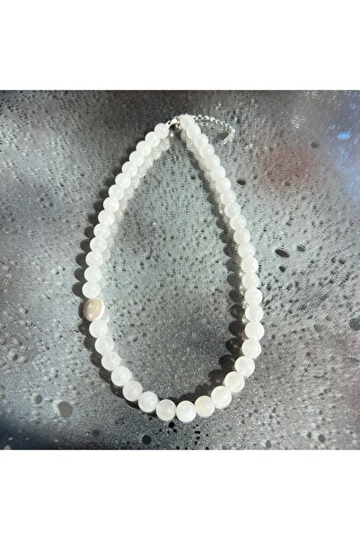 DRUZY Handmade necklace with white jade and pearl Purity#39