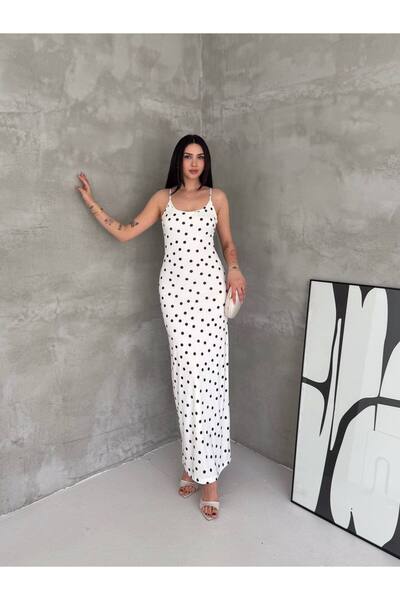 Bella Breeze Rochie lungă de damă cu bretele și model cu buline