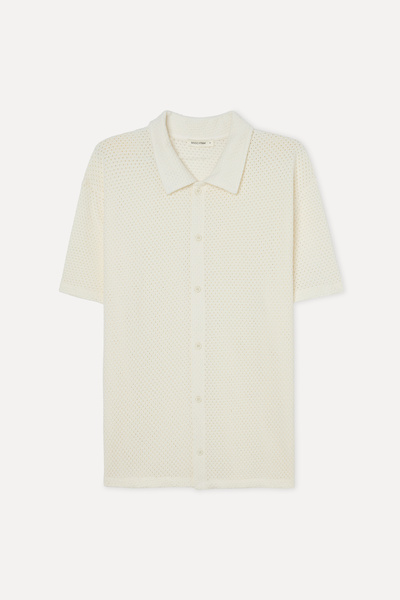 Mudo Men's Off-White Comfort Fit Short Sleeve Shirt