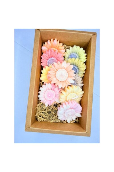 candles marturii florale - Set de 10 lumânări multicolore din ceară de soia, ...