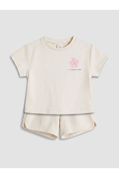 LC Waikiki Lcw Baby Floral Printed Baby Girl Shorts Set
