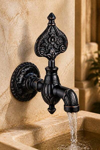 İSAOĞLU YAPI Black Kurna Faucet Retro Special Design Rustic Bathhouse Kurna F...
