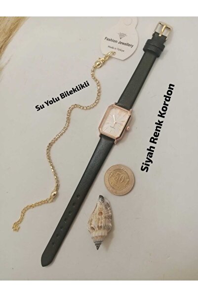 Brality Minimal Vintage Black Color Strap, Women's Wristwatch, Rose Color Cas...