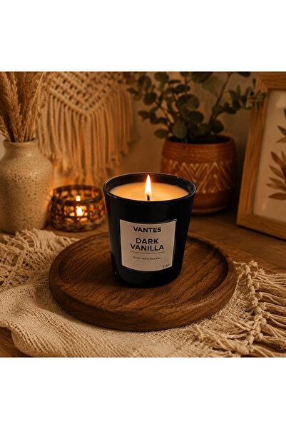 VANTES Dark Vanilla %100 Doğal Soya Wax Bardak Mum – Dekoratif Kokulu Mum 210 cc