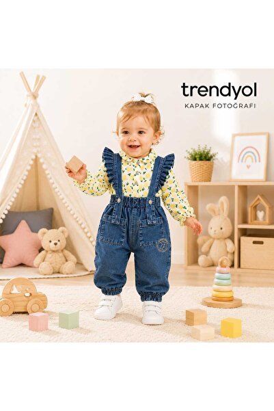 CROCODAYS Long Sleeve Girls' Baby Jeans (Jeans) Shirt and Salopet 2-Piece Set...