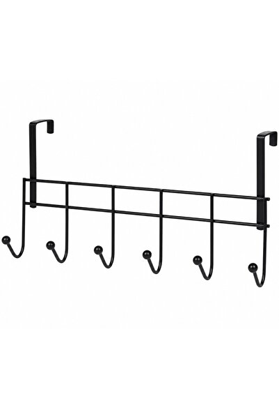 PUFO Metal Coat Rack for Door with 6 Hooks, 46 cm - Clothes and Accessories H...