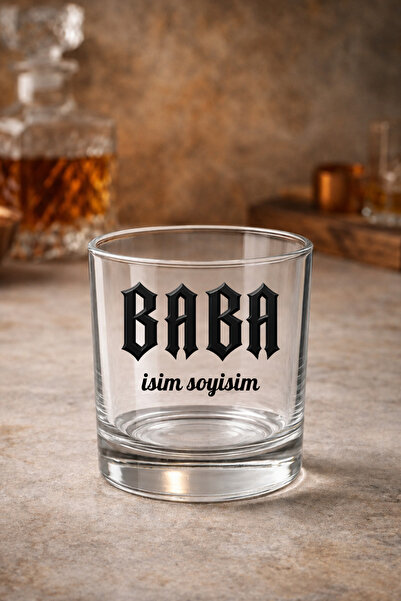 cekud tasarım baskı Kişiye Özel BABA Yazılı Viski Bardağı – İsim Baskılı Cam ...